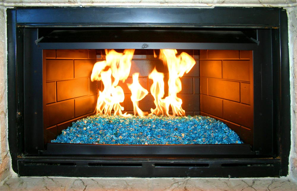 Fireplace fire pit glass